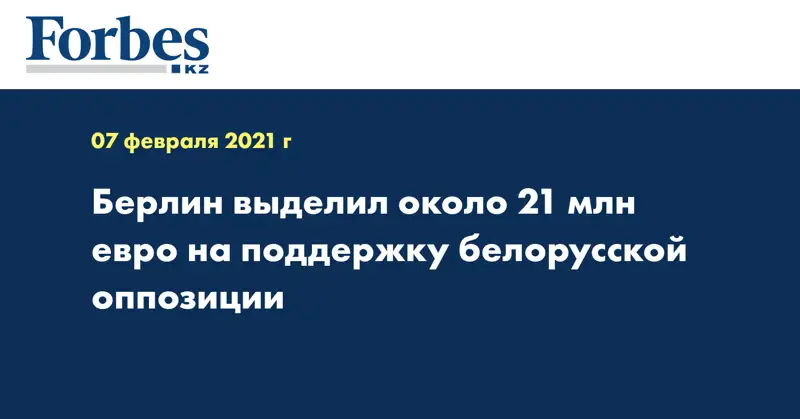 Берлин выделил около 21 млн евро на поддержку белорусской оппозиции