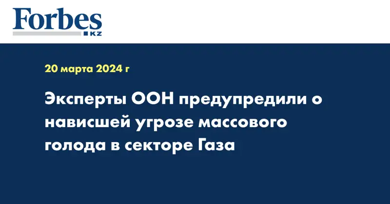 Эксперты ООН предупредили о нависшей угрозе массового голода в секторе Газа