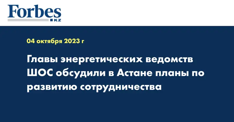 Главы энергетических ведомств ШОС обсудили в Астане планы по развитию сотрудничества