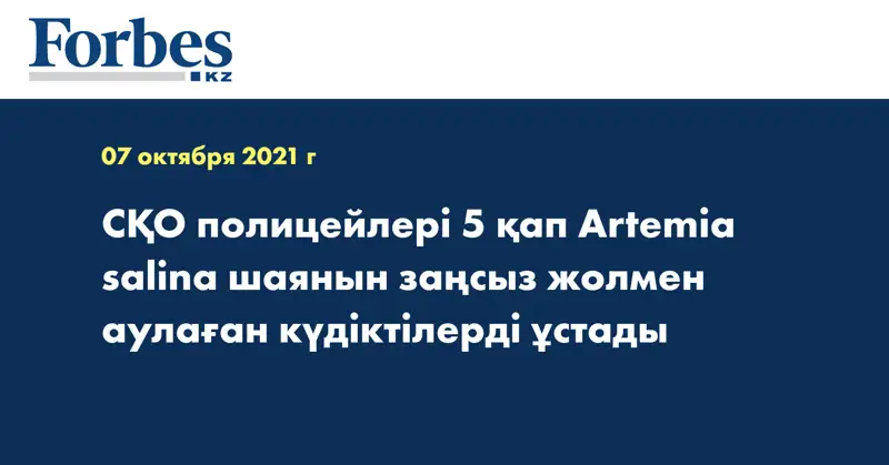 СҚО полицейлері 5 қап Artemia salina шаянын заңсыз жолмен аулаған күдіктілерді ұстады