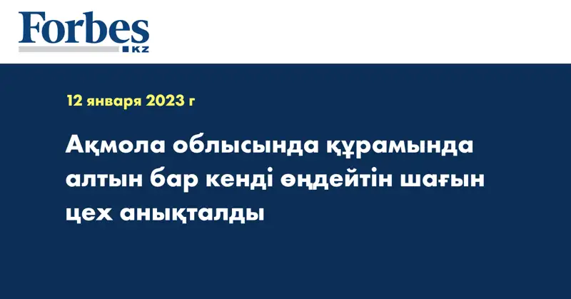 Ақмола облысында құрамында алтын бар кенді өңдейтін шағын цех анықталды