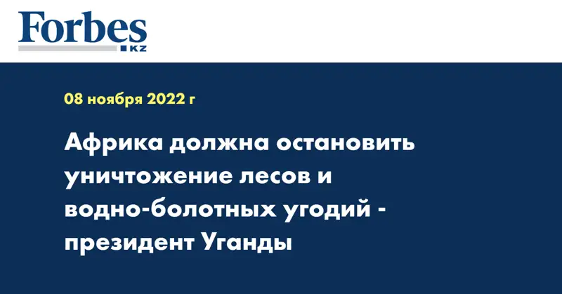 Африка должна остановить уничтожение лесов и водно-болотных угодий - президент Уганды