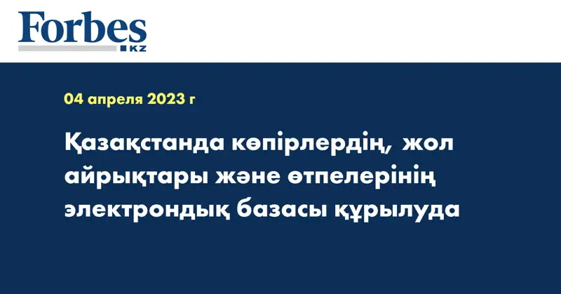 Қазақстанда көпірлердің, жол айрықтары және өтпелерінің электрондық базасы құрылуда