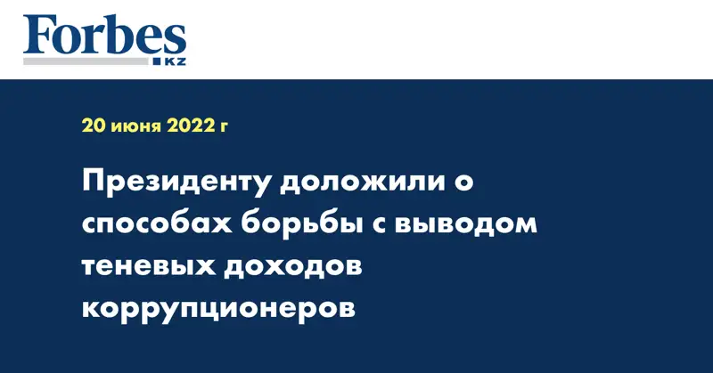 Президенту доложили о способах борьбы с выводом теневых доходов коррупционеров