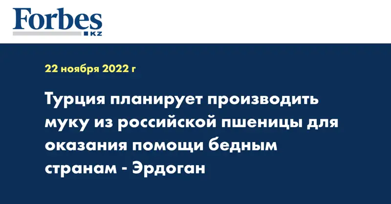Турция планирует производить муку из российской пшеницы для оказания помощи бедным странам - Эрдоган