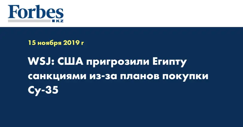 WSJ: США пригрозили Египту санкциями из-за планов покупки Су-35