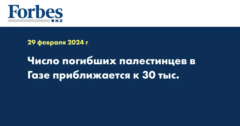 Число погибших палестинцев в Газе приближается к 30 тыс.