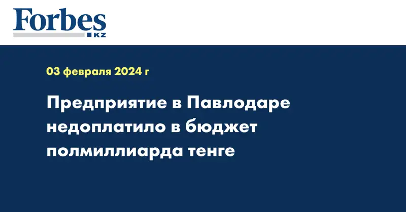 Предприятие в Павлодаре недоплатило в бюджет полмиллиарда тенге