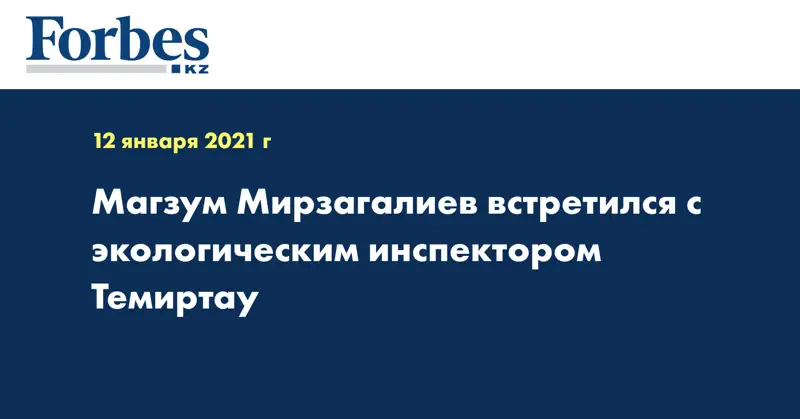 Магзум Мирзагалиев встретился с экологическим инспектором Темиртау