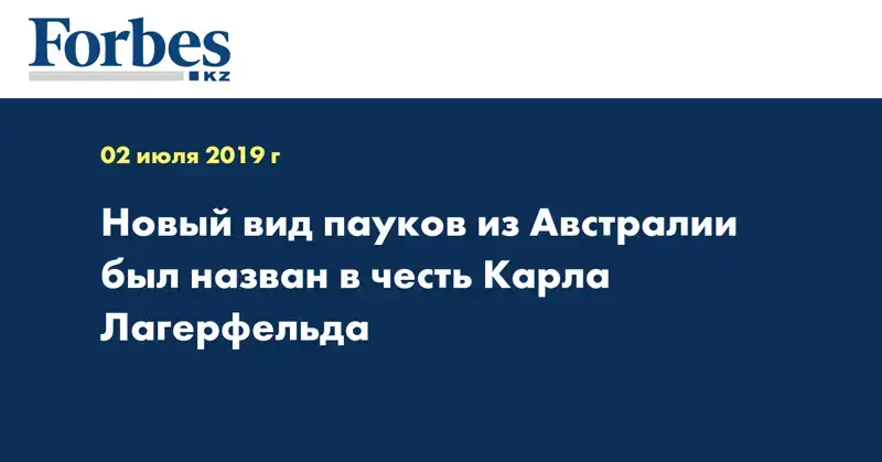 Новый вид пауков из Австралии был назван в честь Карла Лагерфельда