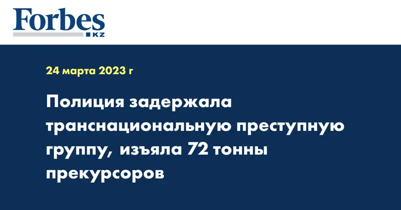 Полиция задержала транснациональную преступную группу, изъяла 72 тонны прекурсоров