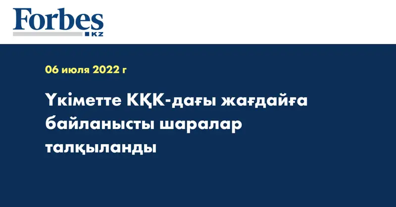 Үкіметте КҚК-дағы жағдайға байланысты шаралар талқыланды