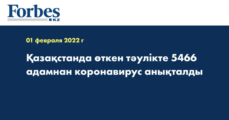 Қазақстанда өткен тәулікте 5466 адамнан коронавирус анықталды