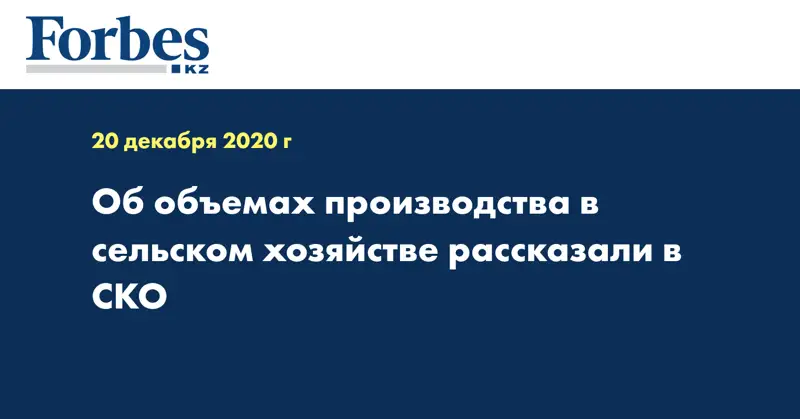 Об объемах производства в сельском хозяйстве рассказали в СКО