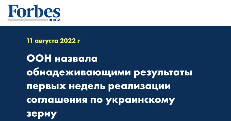 ООН назвала обнадеживающими результаты первых недель реализации соглашения по украинскому зерну