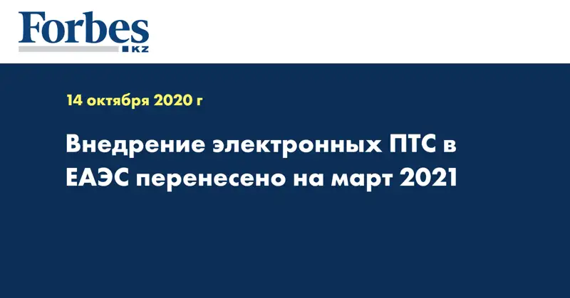 Внедрение электронных ПТС в ЕАЭС перенесено на март 2021