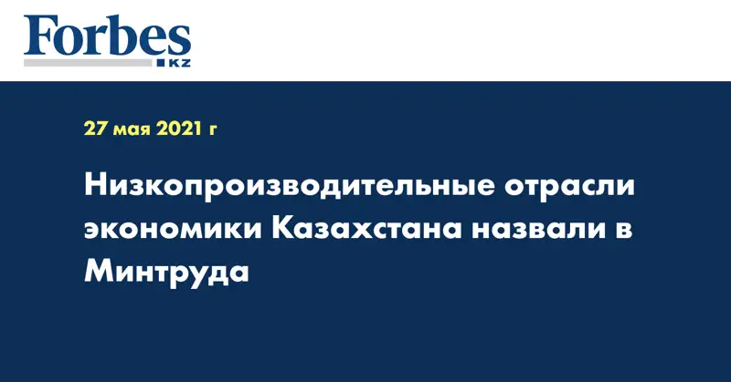 Низкопроизводительные отрасли экономики Казахстана назвали в Минтруда