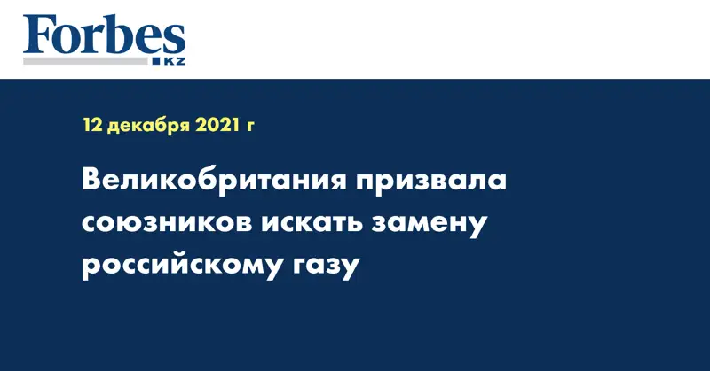 Великобритания призвала союзников искать замену российскому газу