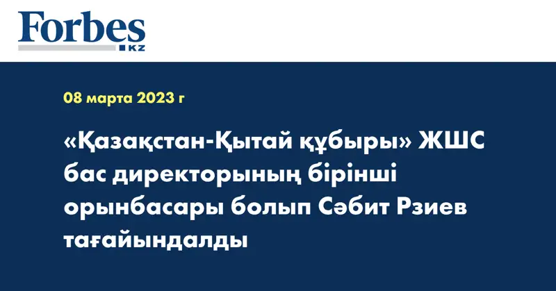 «Қазақстан-Қытай құбыры» ЖШС бас директорының бірінші орынбасары болып Сәбит Рзиев тағайындалды