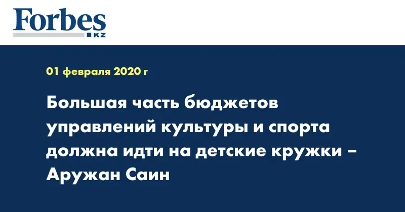 Большая часть бюджетов управлений культуры и спорта должна идти на детские кружки – Аружан Саин 