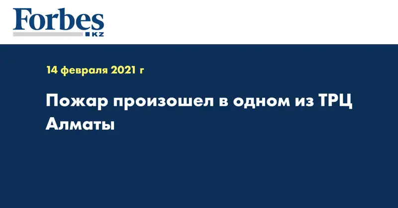 Пожар произошел в одном из ТРЦ Алматы