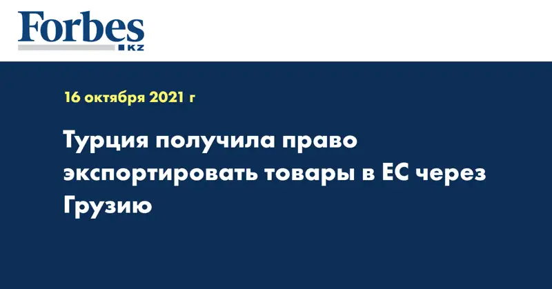 Турция получила право экспортировать товары в ЕС через Грузию