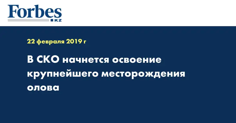 В СКО начнется освоение крупнейшего месторождения олова
