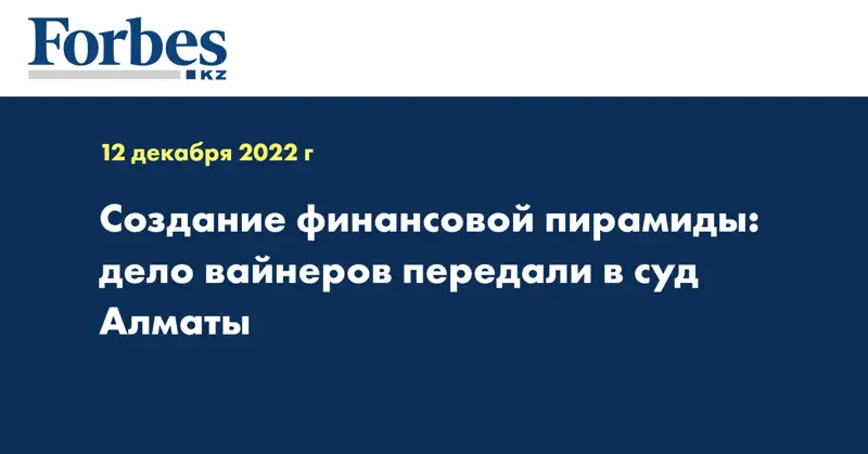 Создание финансовой пирамиды: дело вайнеров передали в суд Алматы