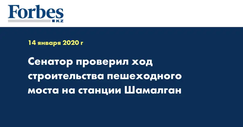  Сенатор проверил ход строительства пешеходного моста на станции Шамалган