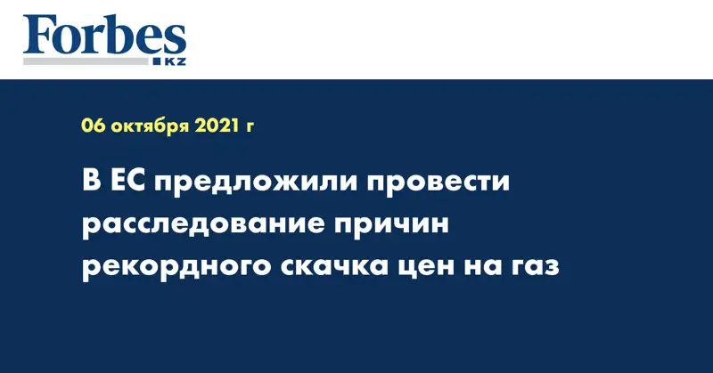 В ЕС предложили провести расследование причин рекордного скачка цен на газ