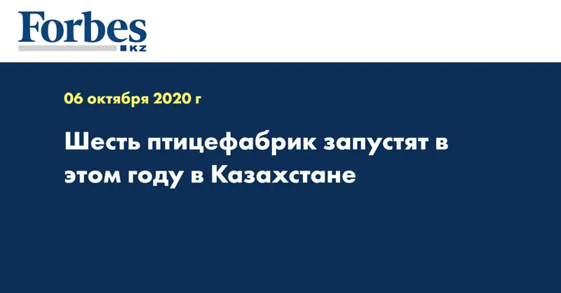 Шесть птицефабрик запустят в этом году в Казахстане