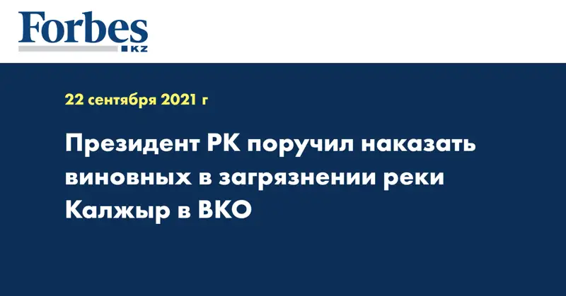 Президент РК поручил наказать виновных в загрязнении реки Калжыр в ВКО