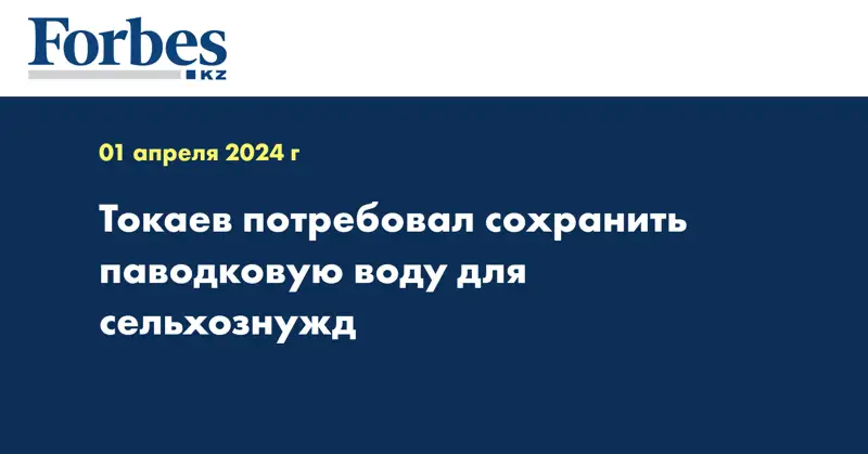 Токаев потребовал сохранить паводковую воду для сельхознужд 