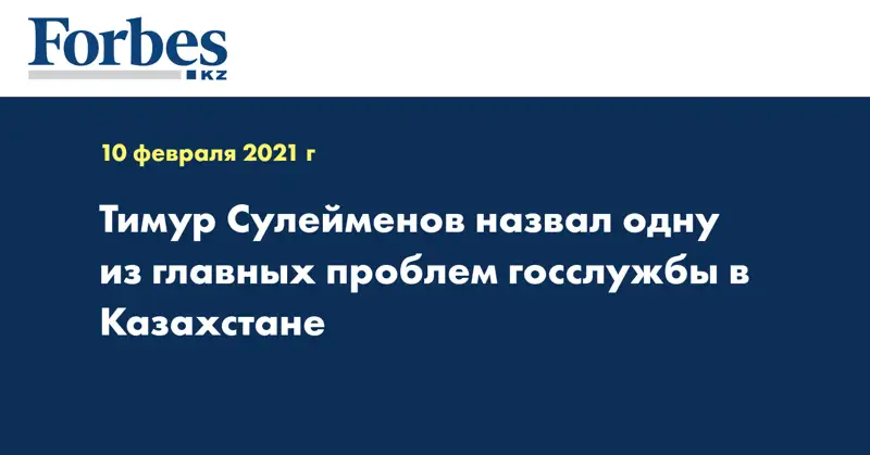 Тимур Сулейменов назвал одну из главных проблем госслужбы в Казахстане