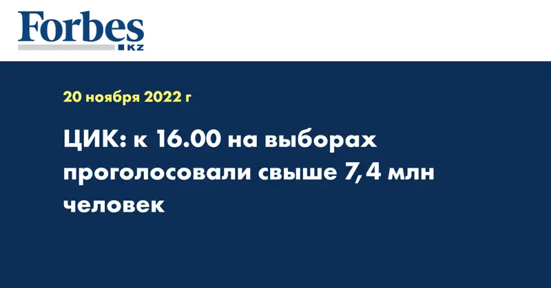 ЦИК: к 16.00 на выборах проголосовали свыше 7,4 млн человек