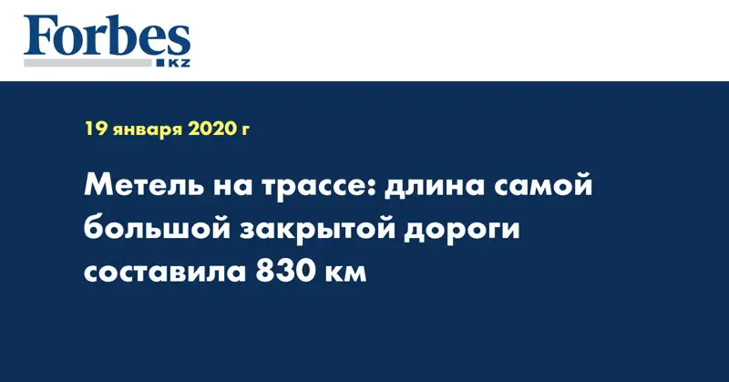 Метель на трассе: длина самой большой закрытой дороги составила 830 км