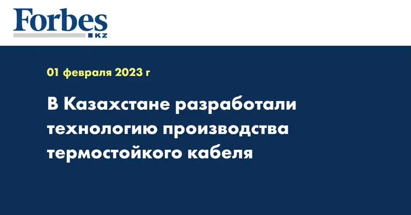 В Казахстане разработали технологию производства термостойкого кабеля