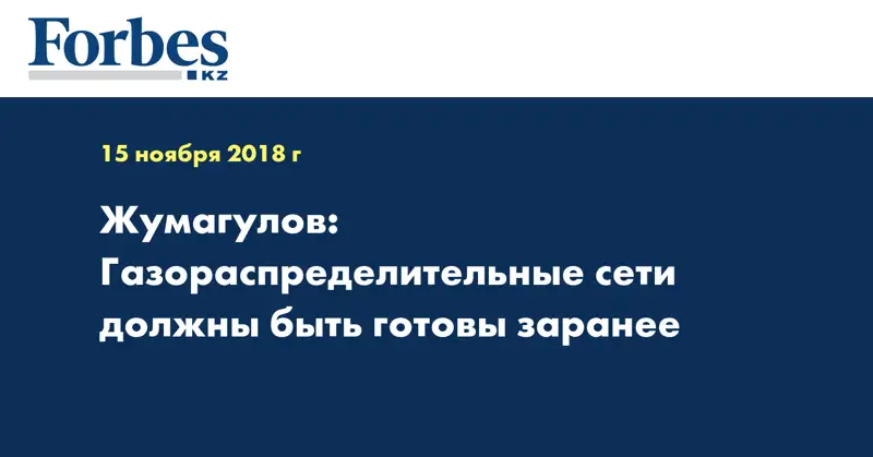 Жумагулов: Газораспределительные сети должны быть готовы заранее