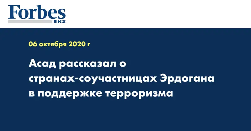 Асад рассказал о странах-соучастницах Эрдогана в поддержке терроризма