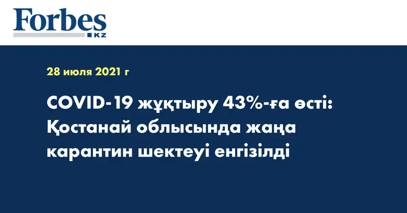 COVID-19 жұқтыру 43%-ға өсті: Қостанай облысында жаңа карантин шектеуі енгізілді