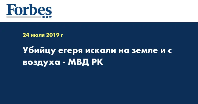 Убийцу егеря искали на земле и с воздуха - МВД РК