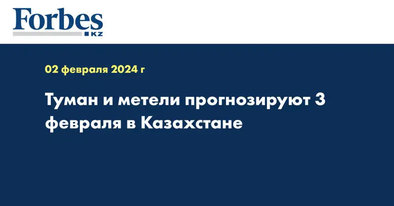 Туман и метели прогнозируют 3 февраля в Казахстане