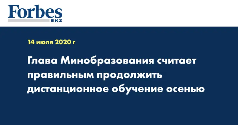 Глава Минобразования считает правильным продолжить дистанционное обучение осенью