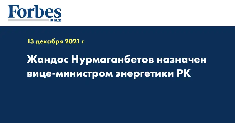 Жандос Нурмаганбетов назначен вице-министром энергетики РК