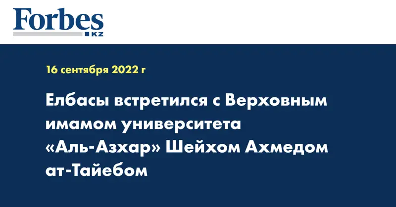 Елбасы встретился с Верховным имамом университета «Аль-Азхар» Шейхом Ахмедом ат-Тайебом