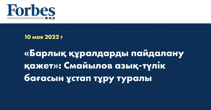 «Барлық құралдарды пайдалану қажет»: Смайылов азық-түлік бағасын ұстап тұру туралы