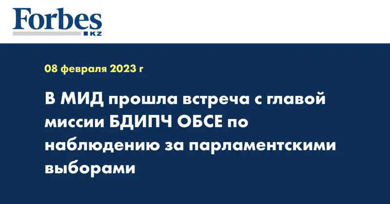 В МИД прошла встреча с главой миссии БДИПЧ ОБСЕ по наблюдению за парламентскими выборами
