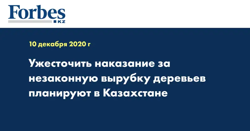 Ужесточить наказание за незаконную вырубку деревьев планируют в Казахстане