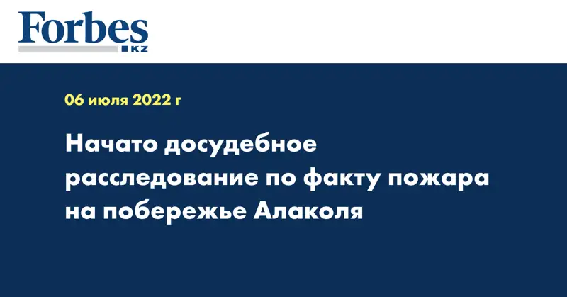 Начато досудебное расследование по факту пожара на побережье Алаколя