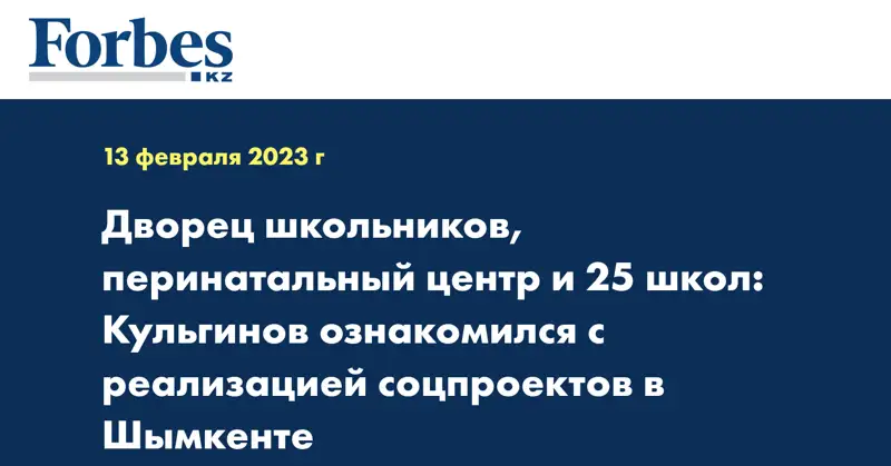 Дворец школьников, перинатальный центр и 25 школ: Кульгинов ознакомился с реализацией соцпроектов в Шымкенте